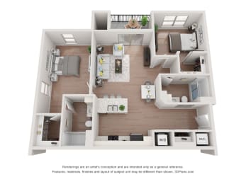 2 bed Floor Plan at The Junction at Rogers, Rogers, AR 72756