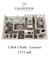 2 bed 2 bath B at GrandView Flats and Townhomes, Granger, Indiana, 46530