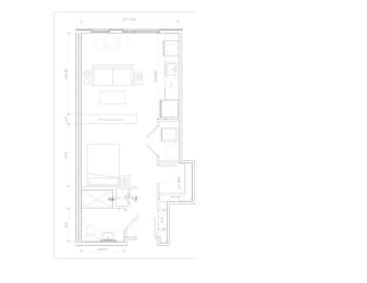 Studio   1  Bath   517 Sq. Ft. Melbourne - North A2 Studio Floor Plan at Expo at Forest Park, St. Louis, MO