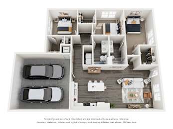 The Symphony 3 Bed 2 Bath Floorplan at Montage at Hawk Ridge Apartments, Lake St. Louis, MO 63367