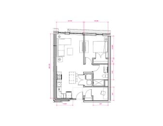 Naples III - South B1b 1x1 Den Floor Plan at Expo at Forest Park, St. Louis