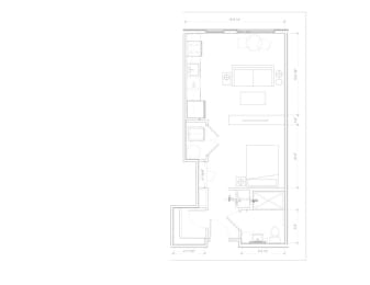 Studio   1  Bath   514 Sq. Ft. Philadelphia - North A1 Floor Plan at Expo at Forest Park, St. Louis, MO