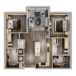 B2 floorplan at The Porter, Maryland Heights, MO
