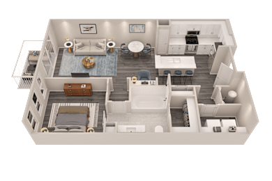 1 bed 1 bath B at The Cunningham Apartments, West Des Moines, Iowa