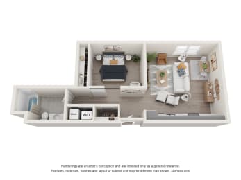 1 bed 1 bath Broadway Floor Plan at The Edwin on Grand, Saint Louis, 63103