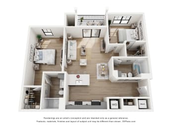 a 2 bedroom floorplan is shown in this image at The James at Chatham Hills, Westfield, Indiana