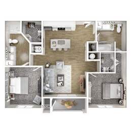 2 bed 2 bath A at The Oliver Apartments, Olivette, MO