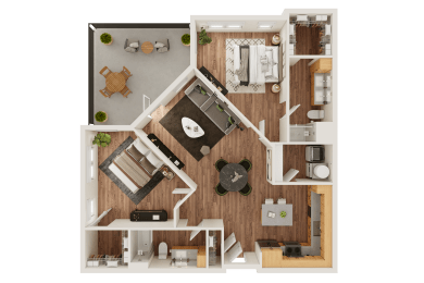 B2 Floor Plan at Timber Club, St. Peters, 63304