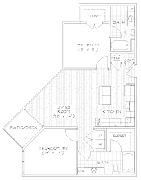 B5 971 Sq. Ft. Floor Plan at Piazza on West Pine, MO, 63108