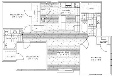 C1 Floor Plan at Piazza on West Pine, Saint Louis, MO, 63108