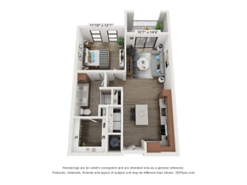 Blazer Floor Plan at Wildhorse Apartments, Missouri, 63017