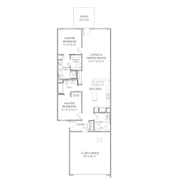 2 Bed 2 Bath Floor Plan at The Willows, O'Fallon, MO