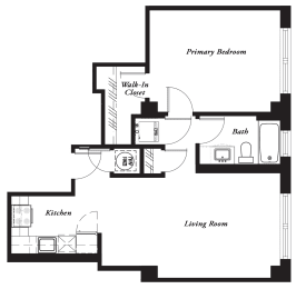 YH B 726sf Floor Plan at York House, Saint Louis, 63108