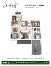 4 Bedroom 2 Bathroom Floor Plan at Huntington Village **, Warner Robins, Georgia
