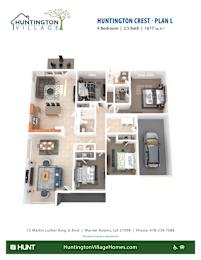 4 Bed 2.5 Bath Floor Plan at Huntington Village **, Warner Robins, GA