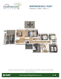 4 Bedroom 2 Bath Floor Plan at Huntington Village **, Warner Robins, 31098
