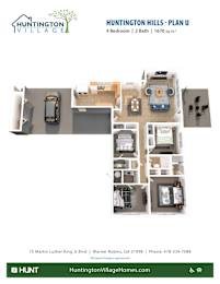 4 Bedroom 2 Bathroom Floor Plan at Huntington Village **, Warner Robins, 31098