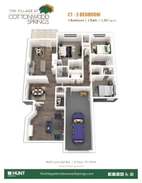 C1 Floor Plan at The Village at Cottonwood Springs, Texas