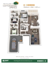 C3 Floor Plan at The Village at Cottonwood Springs, El Paso, TX, 79934