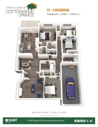 C5 Floor Plan at The Village at Cottonwood Springs, El Paso, 79934
