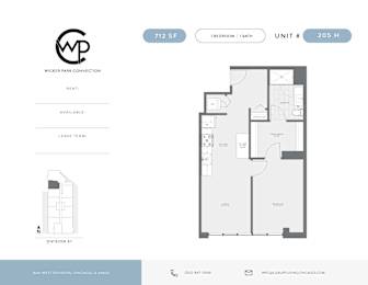 A floor plan for a rental unit at Wicker Park Connection.