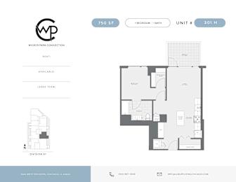 A floor plan for a rental property at Wicker Park Connection.
