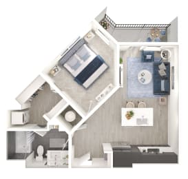 Floor Plan  a 1 bedroom floor plan with a bathroom and a living room