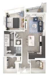 Floor Plan  a floor plan of a 1 bedroom with a bathroom and a living room