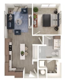 Floor Plan  a 1 bedroom floor plan with a bathroom and a living room