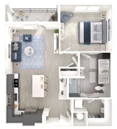 Floor Plan  a floor plan of a bedroom with a bathroom and a living room