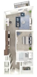 Floor Plan  a stylized floor plan with a bedroom and a living room