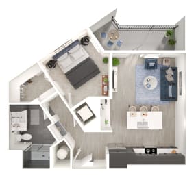 Floor Plan  a 1 bedroom floor plan with a bathroom and a living room