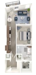 Floor Plan  a stylized floor plan with a bedroom and a living room