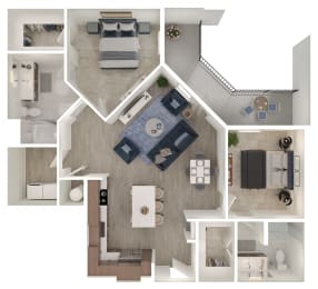 Floor Plan  a1 floor plan  1 bedroom with 2 baths  129