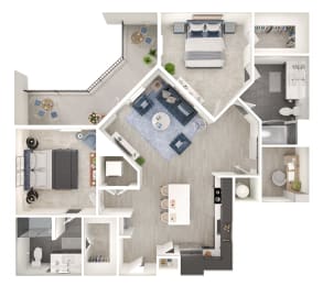 Floor Plan  a1 floor plan  1 bedroom with 2 baths  129