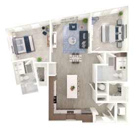 Floor Plan  a1 floor plan  1 bedroom with 2 baths  129