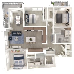 Floor Plan  a1 floor plan  1 bedroom with 2 baths  129