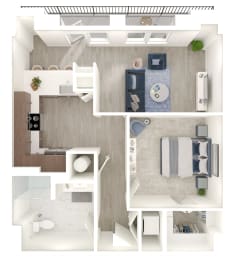 Floor Plan  a 1 bedroom floor plan with a bathroom and a living room