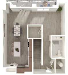 Floor Plan  a floor plan of a bedroom with a bathroom and a living room