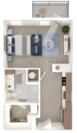 Floor Plan  a floor plan of a bedroom with a bathroom and a living room