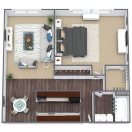 1X1 Floor Plan, 745 SQFT