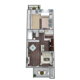 1-Bed, 1-Bath Floor Plan, 680 SQFT