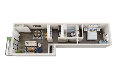 1X1A Floor Plan, 650 SQFT