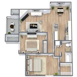 B1 2X1 Floor Plan, 841 SQFT