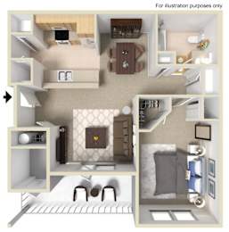 A2 1X1 Floor Plan, 780 SQFT