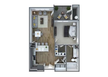 A1 1X1 Floor Plan, 720 SQFT