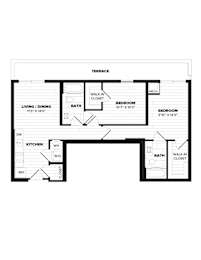 A black and white image of a floor plan for a house.