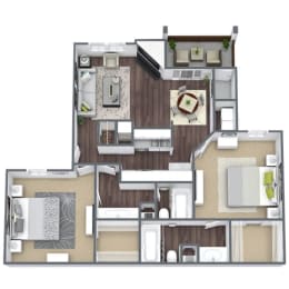 B3 floor plan with patio