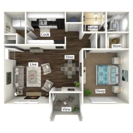 Bungalow 3D Floor Plan