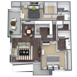 2X2 Floor Plan, 1,015 SQFT
